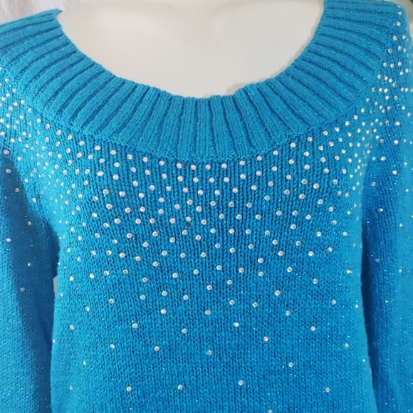 Gorgeous justice blue sparkle sweater sz 18 - Picture 2 of 8